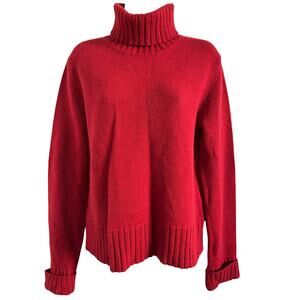 Lauren Ralph Lauren Merino Wool Cashmere Angora Turtleneck Sweater Red cranberry